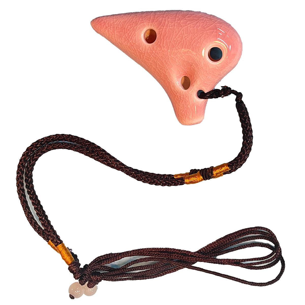 6-hole Ceramic Sopranino Mini Sweet Potato Ocarina in F Ocarinas Lark in the Morning Blush Pink Crackle  