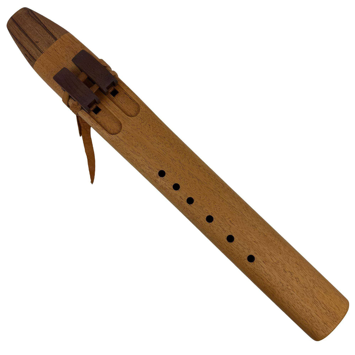 Native American Drone Flute in G minor by Nash Tavewa, Mahogany with Zebrawood Mouthpiece 