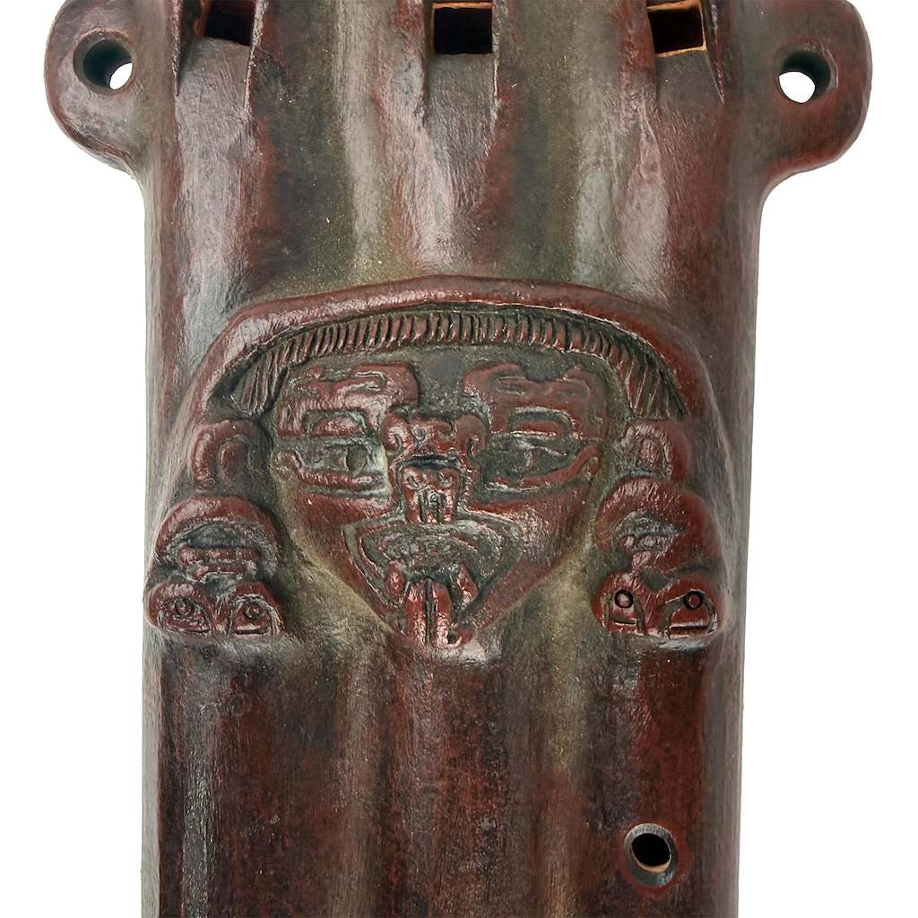 Native American Ceramic Triple Harmony Flute (F, G# C), by Nash Tavewa 