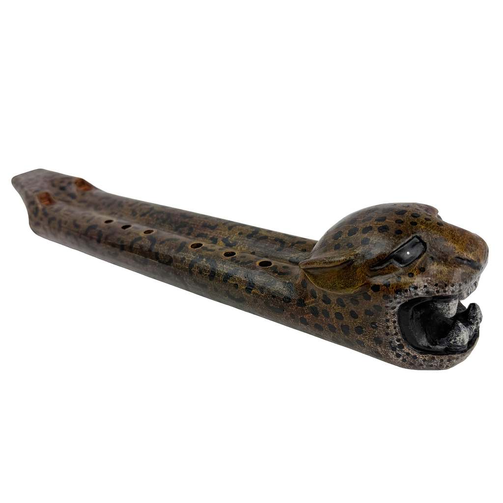 Native American Jaguar Double Flute in F Minor (440 Hz) by Nash Tavewa, Ceramic 