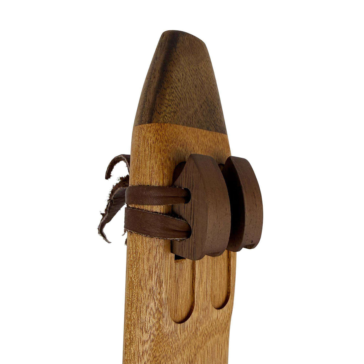 Native American Drone Flute in D minor by Nash Tavewa, Mahogany with Acacia Mouthpiece 