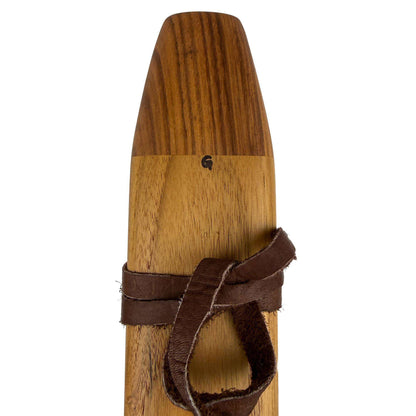Native American Drone Flute in G minor by Nash Tavewa, Teak with Zebrawood Mouthpiece 