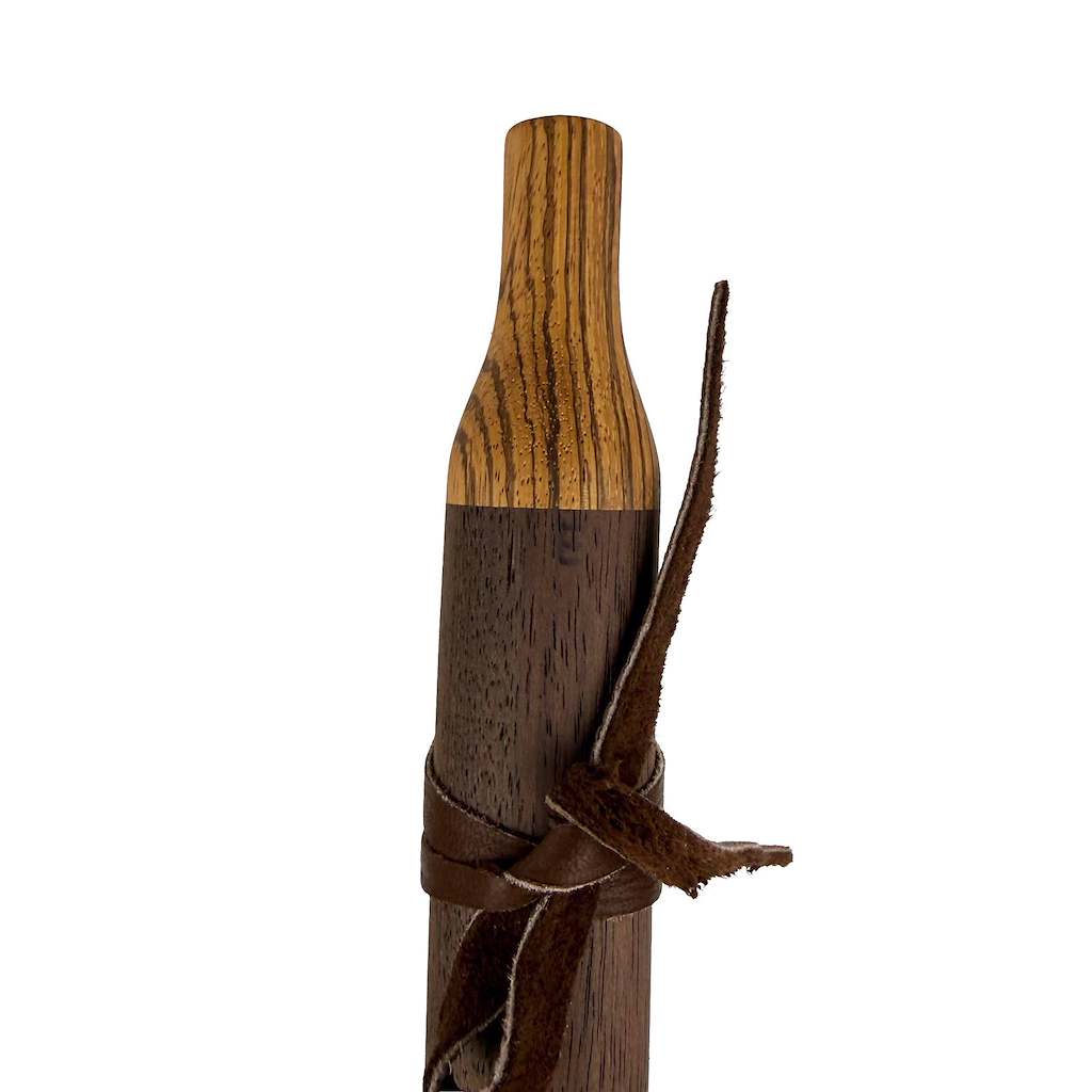 Native American Flute in Low E Minor by Nash Tavewa, Peruvian Black Walnut with Zebrawood Mouthpiece 