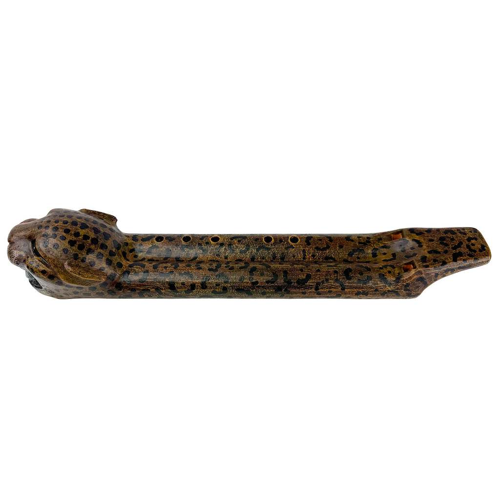 Native American Jaguar Double Flute in G # Minor (440 Hz) by Nash Tavewa, Ceramic 
