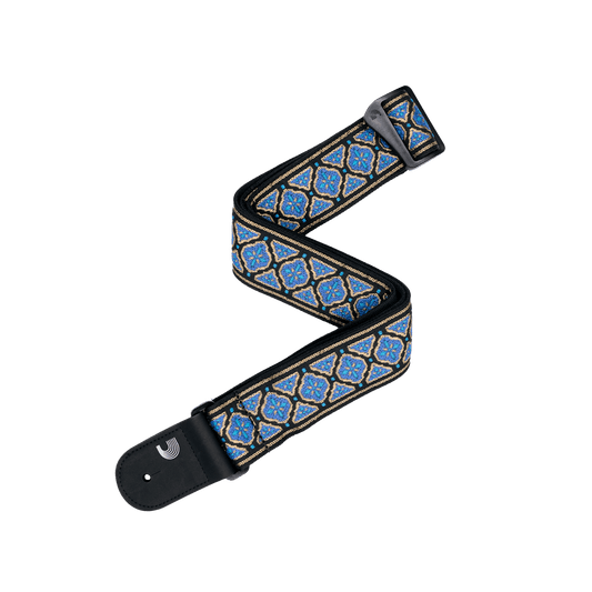 Eco Woven Guitar Strap, Blue & Gold 