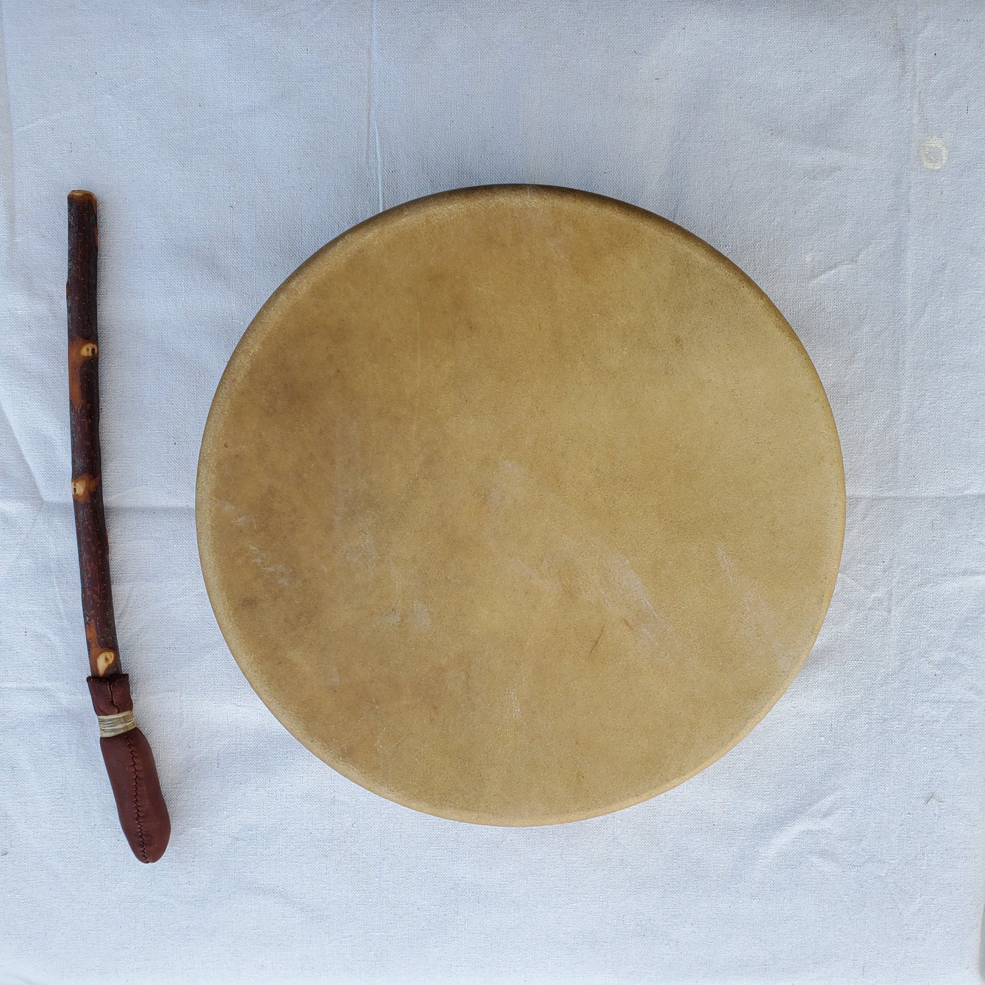 Elk Rawhide Hand Drum 18-inch, with Beater, by Nash Tavewa Native American Drums Nash Tavewa   