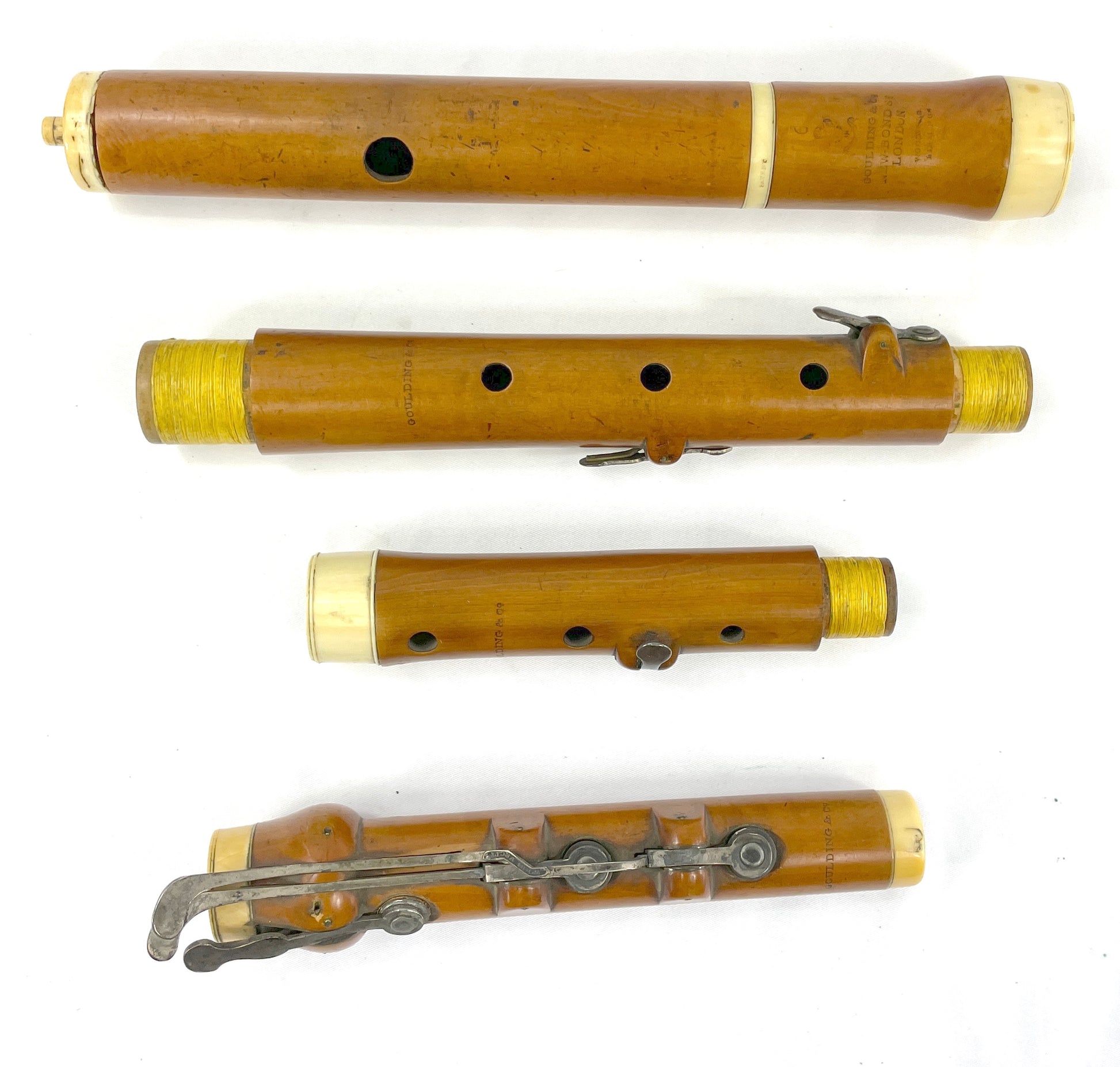 Early Classical Flute, Goulding & Co., London, boxwood and ivory Flutes Lark in the Morning   