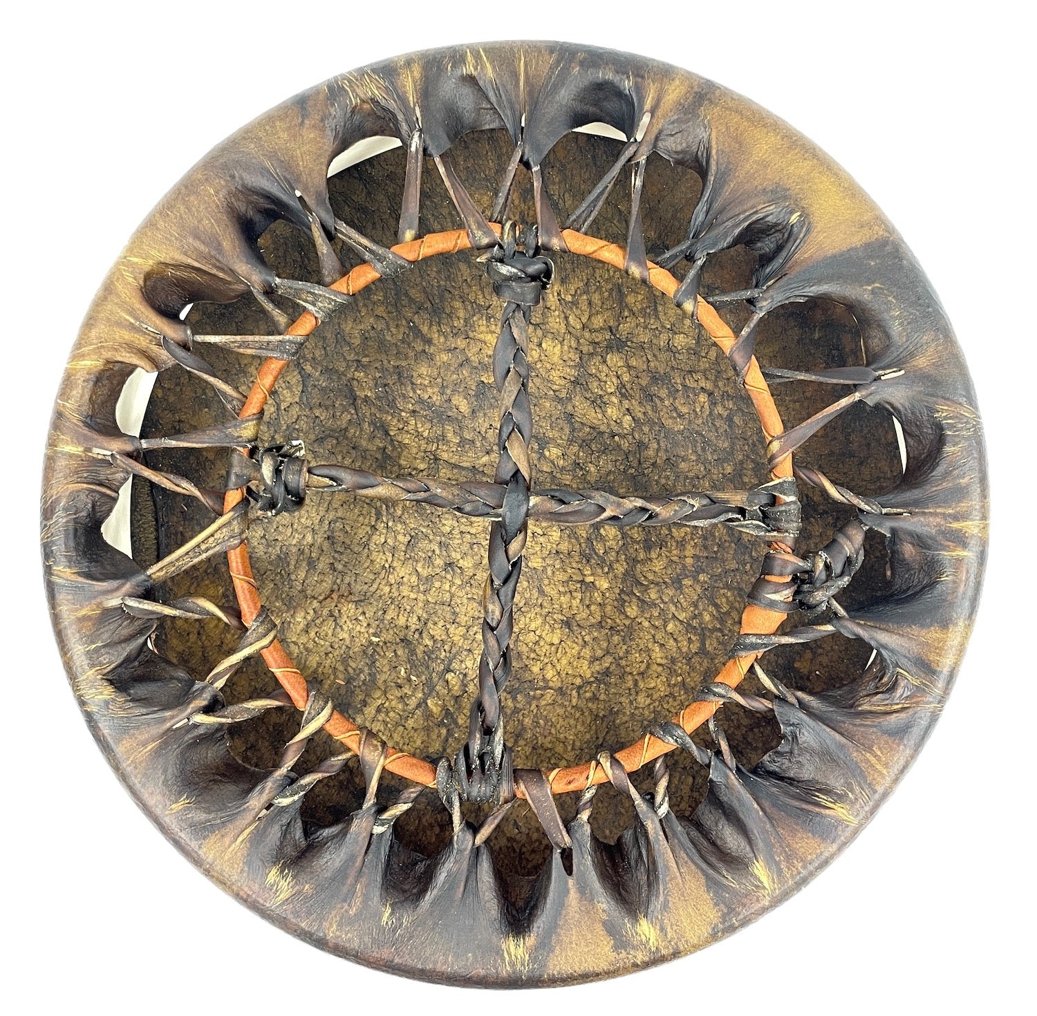 Elk Rawhide Hand Drum, Single-Sided, 17-inch, with Beater, by Nash Tavewa Native American Drums Nash Tavewa   