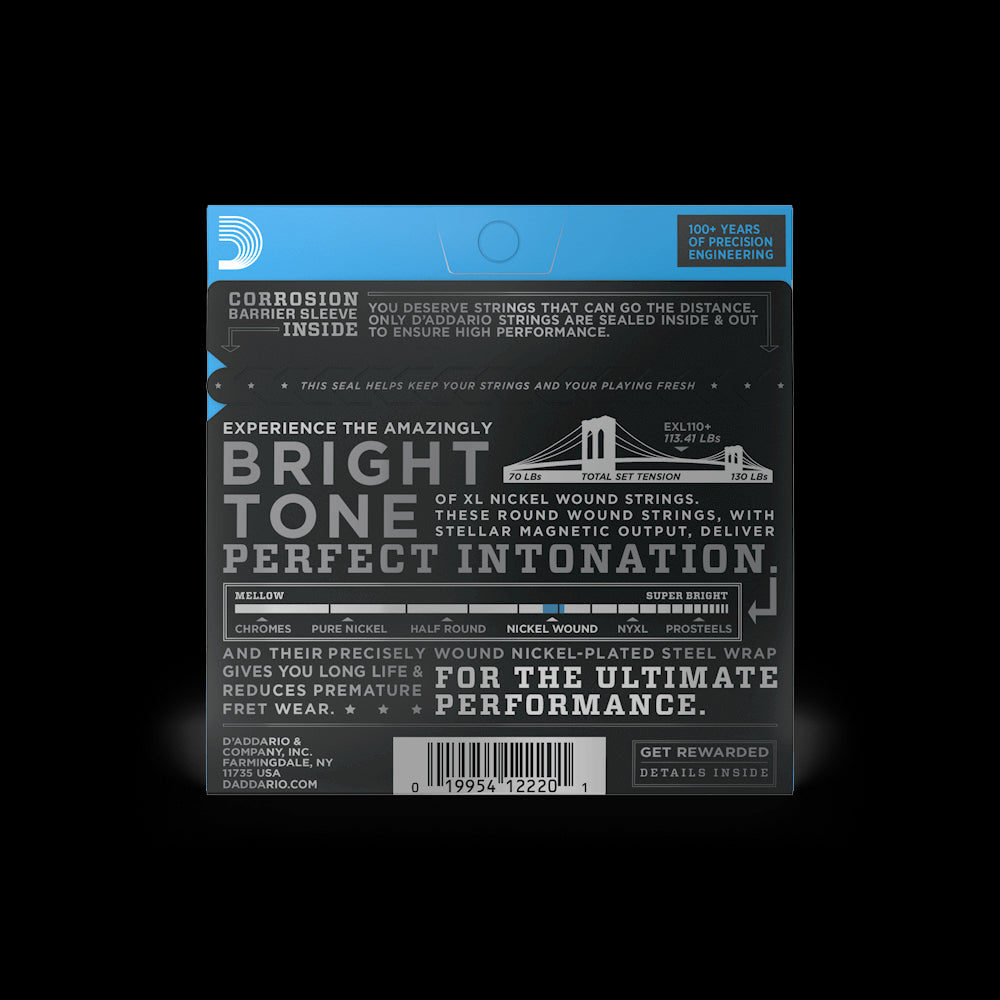 D'Addario Electric Guitar Nickel Wound, Regular Light Gauge Plus, EXL110+ Accessories_Strings D'Addario   