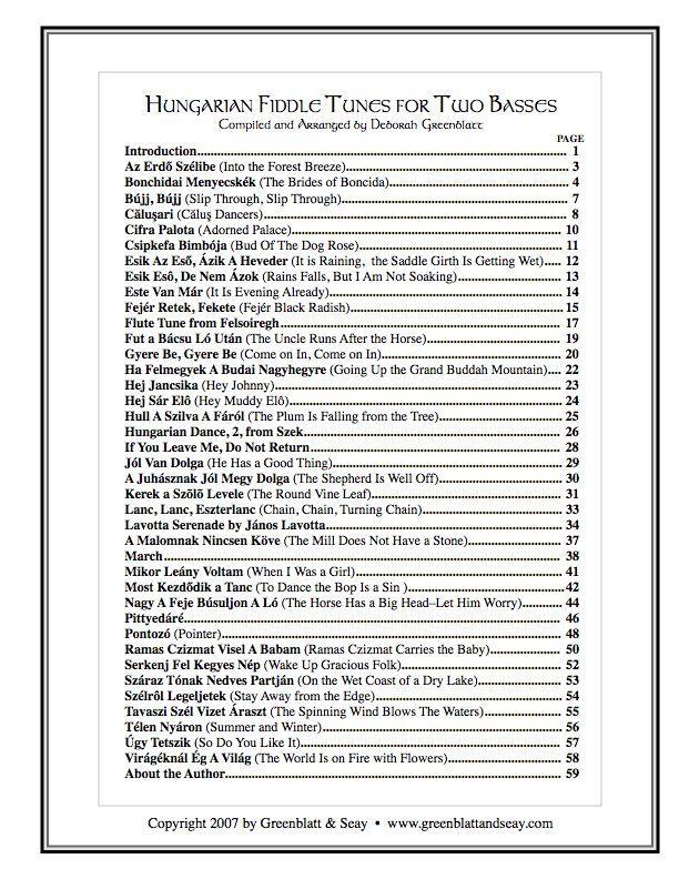 Hungarian Fiddle Tunes for Two Basses Media Greenblatt & Seay   