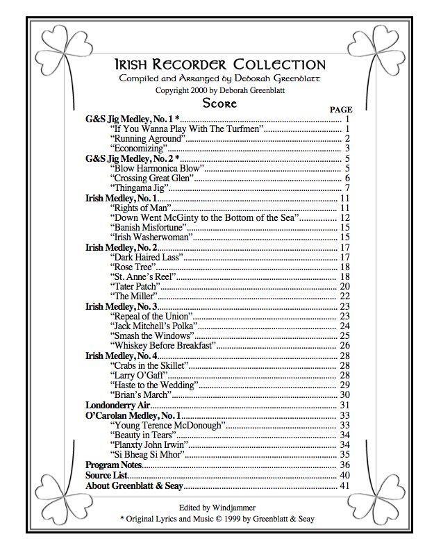Irish Recorder Quartet Collection - Score Media Greenblatt & Seay   
